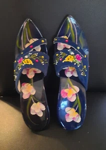 VTG 50-60 s Guoc Kim-Thanh Saigon Beaded Velvet Hand Painted Heels Lacquer 7(?) - Picture 1 of 12