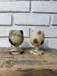 Lote Vintage Copa de Ónix Mármol Piedra Jerez Vidrio - Imagen 1 de 17