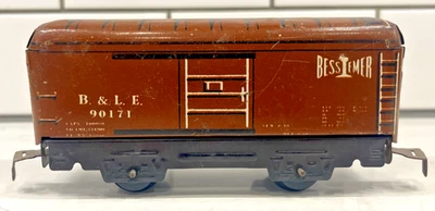 Marx O Gauge 90171 Brown B&LE Boxcar with Solid Doors 6 Inch 4-Wheel - Image 1 of 4