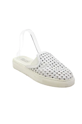 Rachel Zoe Mujer Cuero WOven Punta Redonda Sin Cordones Mules Planos Blanco Talla 8.5 Foto 1 de 4