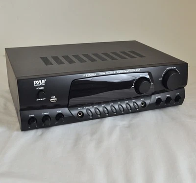 Pyle PT250BA Stereo Receiver - Bluetooth - FM Tuner - USB - RCA/MIC Inputs - Image 1 of 4