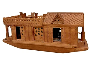 Vintage Handgeschnitzt Holz Boot Schiff Haus Antik - Bild 1 von 9