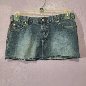 Minifalda vaquera elástica tiro bajo Fire Jeans Y2K azul falda vaquera dobladillo crudo talla 11 - Imagen 1 de 6
