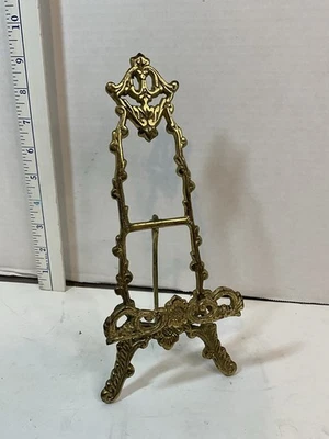 Caballete de latón vintage placa de fotos soporte de libro ornamentado floral 9" estilo victoriano Foto 1 de 4