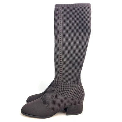 Botas altas Eileen Fisher Alas para mujer elásticas tejidas malla marrón chocolate talla 8 Foto 1 de 4