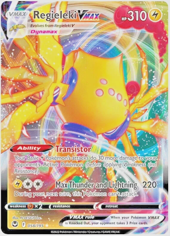 Pokémon TCG Regieleki Vmax 058/195 Silver Tempest Full Art Textured Ultra Rare - Image 1 of 1