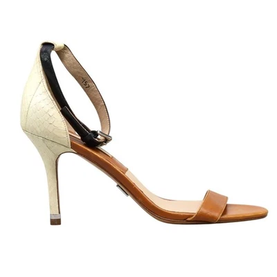 Michael Kors Women's Size 10 US Ivory Snake Skin Leather Stiletto Heels Sandals - Image 1 of 4