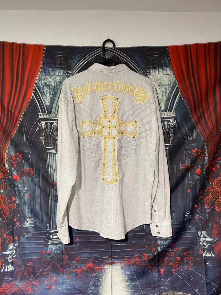 Victorious 2000's Button Down Long Sleeve Shirt Embroidered Pearl Snap Size 2XL - Image 1 of 4