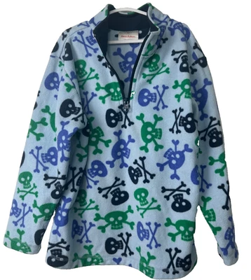 Hanna Andersson  Kids  120 6 X - 7 Blue Fleece Sweatshirt Skull Cross bone B21 Foto 1 de 4