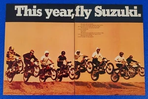 1970 SUZUKI MOTORCYCLE ORIGINAL 2 PAGE PRINT AD "THIS YEAR FLY SUZUKI JUST ONCE" - Picture 1 of 1