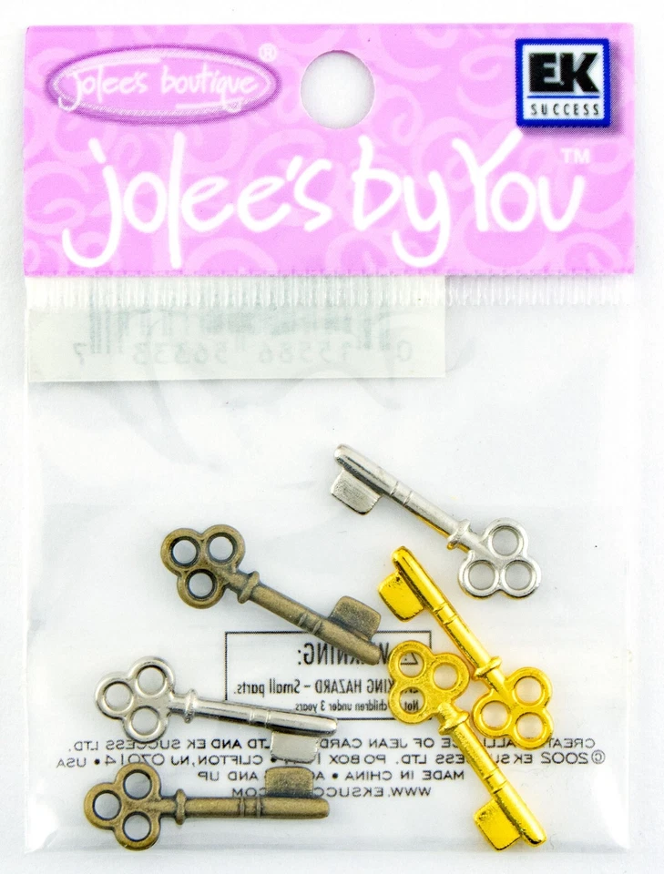 Jolee's by You Boutique Keys 金属装饰 金色 银色 青铜色 — 第 1/3 张图片