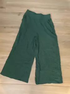 NEW Green Linen Rayon Pants Palazzo Pockets S - Picture 1 of 3