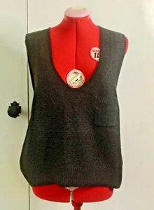 Markenlose Anthratice Pullover Weste, tiefer V-Ausschnitt, Acrylmischung, Large - Bild 1 von 7