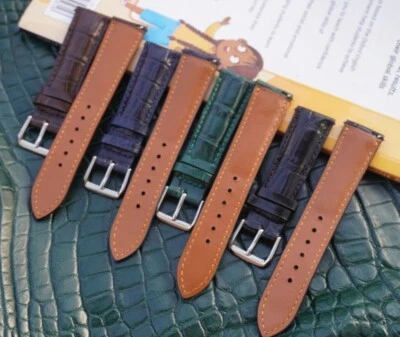 Pulseira de relógio masculina de couro de crocodilo genuíno 20 mm liberação rápida - Imagem 1 de 4