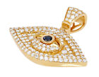Unisex Evil Eye Blue Sapphire Real Diamond Pendant 1 7/10 CT 14K Yellow Gold ...