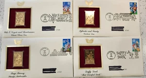 Lot 4 USPS First Day 22k Gold Stamps Looney Toons Tunes Bugs Daffy Tweety - Picture 1 of 5
