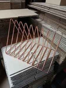 9 Slots Metal Triangle Bookshelf Magazine Holder Desktop File Sorter Bronze - Picture 1 of 1