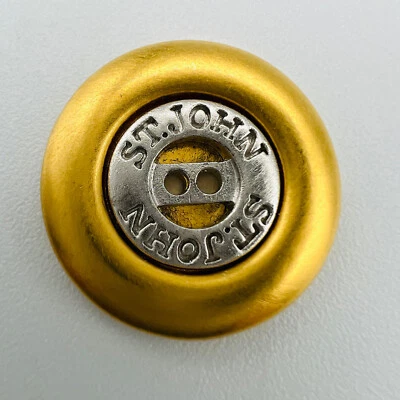 St. John Gold Silver Matte Tone Round 2 Hole Replacement Button - Image 1 of 4