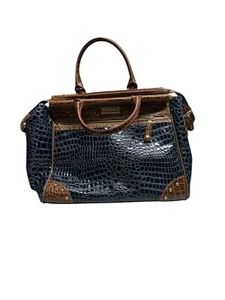 Samantha Brown navy Faux Croc Carry On Overnight Weekender Bag Travel Tote P7 - Picture 1 of 13