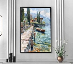 Boat Landscape Wall Art Print Canvas Poster Illustration Home Decor Painting - Picture 1 of 1