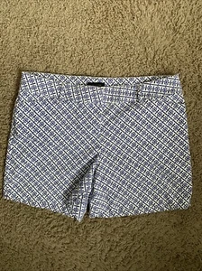 The Limited Flat Front Blue & White Stretch Shorts Size 12 - Picture 1 of 4