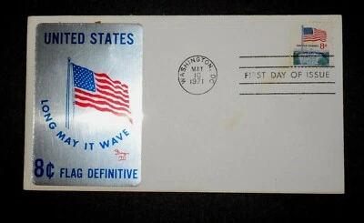 SARZIN Metal Cachet 1338F FDC: "8c Flag" Washington DC (May 10, 1971), New, L S1 - Image 1 of 2