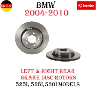 Rear Brake Disc Rotors Left & Right Set of 2 For 2004-2010 BMW 525i 528i 530i - Image 1 of 4
