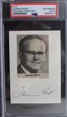 Lamar Hunt (d.2006) KC Chiefs Authentic Autographed Signed 3x4 Index Card PSA - Image 1 of 3