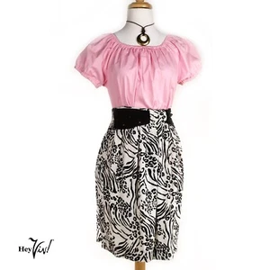 Vintage 80s Maren Pencil Mini Skirt in Black & White Animal Print Sz S - Hey Viv - Picture 1 of 6