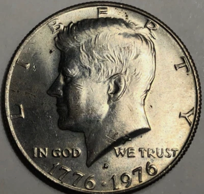 1976 D Kennedy Half Dollar Bicentennial Clad BU Uncirculated Coin - Image 1 of 2