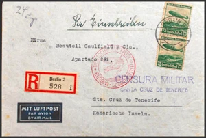 Alemania. Aéreo. SOBRE Yvert 56(2). 1937. 75 p verde, dos sellos. Certificado d - Imagen 1 de 2