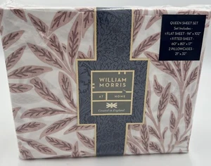 William Morris England Queen Sheet Set Original Willow Plaster Pink 4pc Cottage - Picture 1 of 6