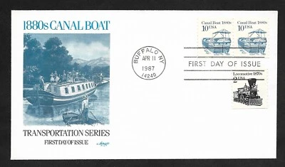 #2257 10c Canal Boat 1880s -Artmaster FDC Pair +#2226 - Image 1 of 2
