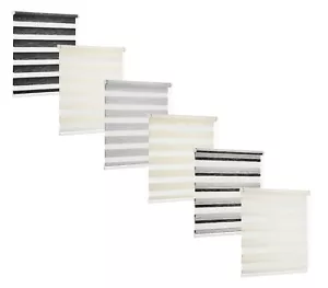 Day and Night Zebra Roller Blind For Windows Dual Layer Grey Cream 150cm Drop - Picture 1 of 83