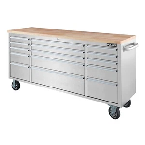 72" Inch Tool Box Chest Garage Cabinet Stainless Steel Silver Work Bench - Picture 1 of 12