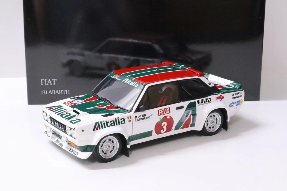 Kyosho Fiat 131 Abarth ALITALIA #3 Alen Rally 1000 Lakes 1978 1/18 08376E