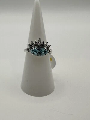 Bomb Party RBP8190, aguamarina completamente enamorada circonita cúbica sobre rodio talla 7 Foto 1 de 4