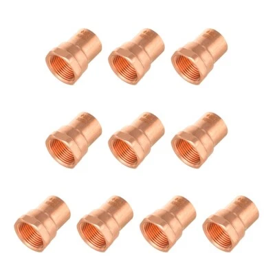10 PCS EFIELD 3/4" C x 3/4" FNPT Copper Female Adapter Fittings, Lead Free