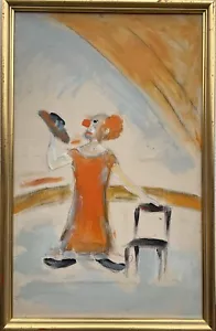 Expressionist Clown IN Manege Circus Theatre Stage Oil Painting Feldmark 1979 - Picture 1 of 13