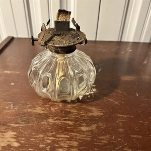 Vintage Lamplight Farms Clear Thumbprint Pattern Kerosene Oil Lamp Base Austria - Picture 1 of 9