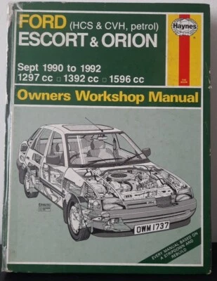 Haynes - Ford Escort & Orion Sept 1990-1992 (Petrol) Owners Workshop Manual Used - Image 1 of 2