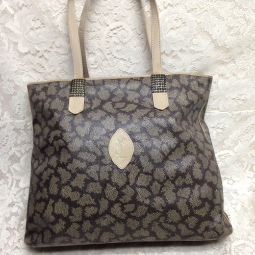 SAINT LAURENT (YSL) Yves Saint Laurent Borsa a mano grande in tela rivestita 16 pollici x 13 5 pollici x 3 5 pollici