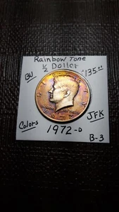 Rainbow Tone Gold & Purple 1972 -D Kennedy Half Dollar BU Gem B-3 - Picture 1 of 2