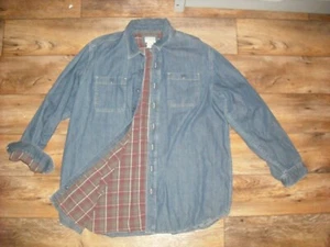 L L Bean Shirt Lined Denim Cotton Button Blue Men XL Extra Large TALL - Picture 1 of 10
