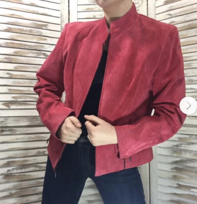 CHAQUETA DE CUERO VALERIE STEVENS ROSA PARA MUJER ¡USADA EN EXCELENTE ESTADO! Foto 1 de 4