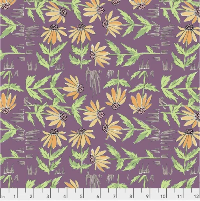 FREE SPIRIT Laura Heine PWLH017 Color Fusion Daisy Plum Cotton Fabric By Yard