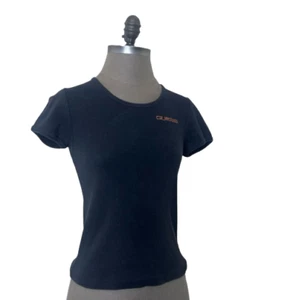 T-shirt donna vintage Guess Jeans nera con logo ricamato taglia M/L - Foto 1 di 6