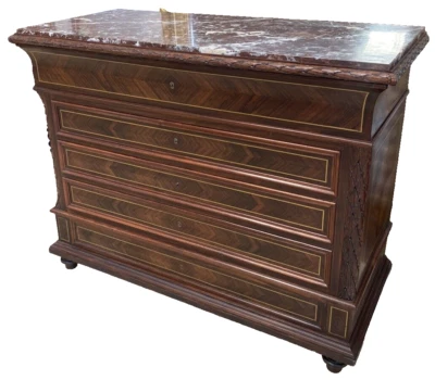 法国 MARBLE-TOP Rosewood Commode Secretaire Chest of DRAWERS — 第 1/4 张图片