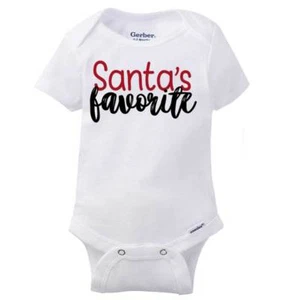 Santa Claus Favorite Christmas Xmas Holiday Girls Baby Infant Romper Newborn - Picture 1 of 10