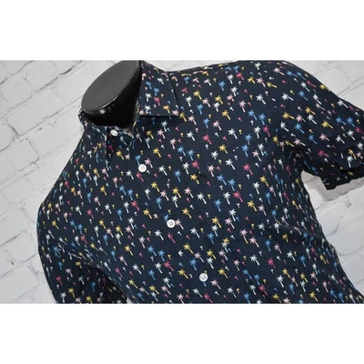 Camisa de Vestir Original Penguin Munsingwear Hombres Talla Grande Delgada Azul Diseño Árbol Foto 1 de 4